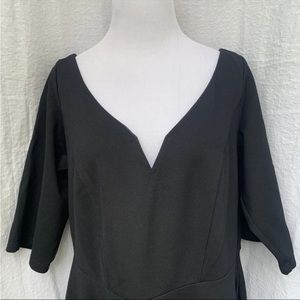 City Chic Black Dress Size 16 Raglan Sleeve Sweetheart Midi Pockets